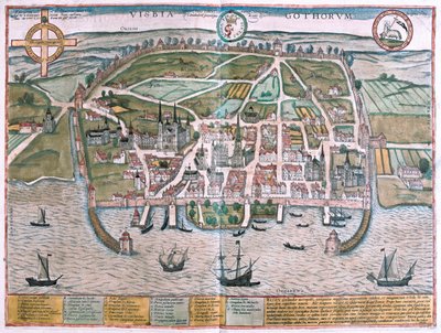Visby, Ilha de Gotland, Suécia - em "Civitates Orbis Terrarum" de Georg Braun, Colónia 1617 de Georg Braun