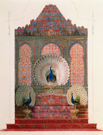 Design para Peacock Throne of Moorish cloister no castelo real de Ludwig II em Linderhof de Georg Carl Heinrich Dollmann