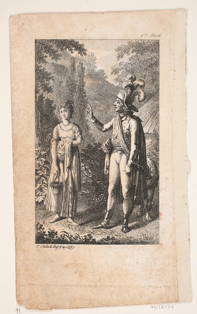 Ilustração com homem e mulher na paisagem de Georg Christian Schule