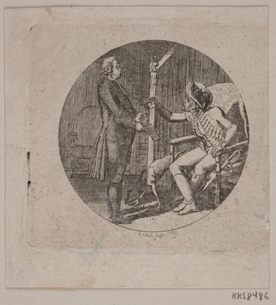 Vinheta com padre e idoso de Georg Christian Schule