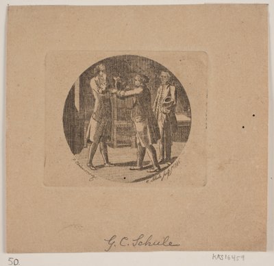 Vinheta com três homens de Georg Christian Schule