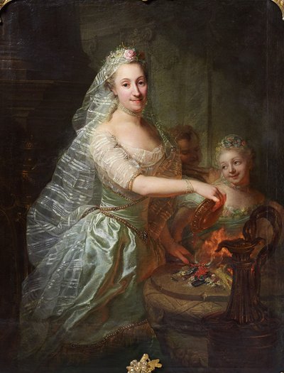 Retrato de Magdalene Charlotte von Olthoff como sacerdotisa sacrificial de Georg David Matthieu