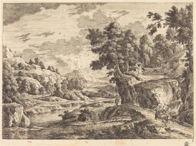 Paisagem com uma ponte e três edifícios agrícolas de Georg Eisenmann