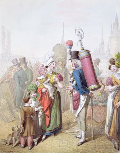 A Pont Notre-Dame, c.1810 (wc no papel) de Georg Emanuel Opitz