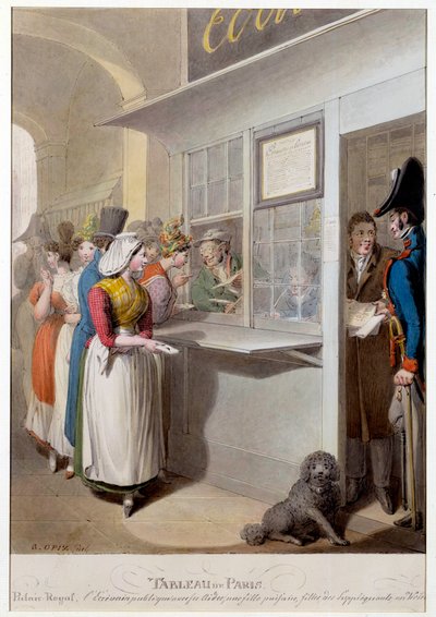 O escritor público do Palácio Real Litográfico de George Emanuel Opitz (1775-1841) Paris do século XIX, Musee Carnavalet de Georg Emanuel Opitz