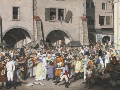 Mercado Movimentado, Praga, 1804 de Georg Emanuel Opiz