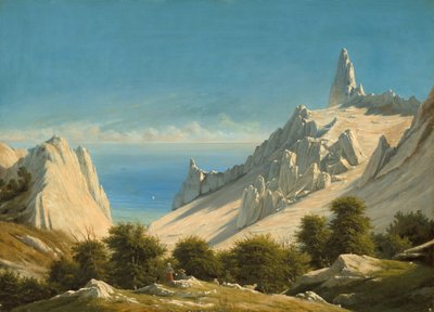 Vista de Sommerspiret, os penhascos de Møn, 1846. de Georg Emil Libert