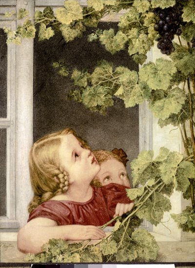 Criança à janela. ca. 1843. (óleo sobre tela) de Georg Friedrich Kersting