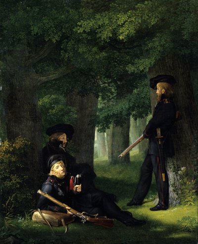 Alemão: Theodor Körner, Friedrich Friesen e Heinrich Hartmann no Posto Avançado No Posto Avançado de Georg Friedrich Kersting