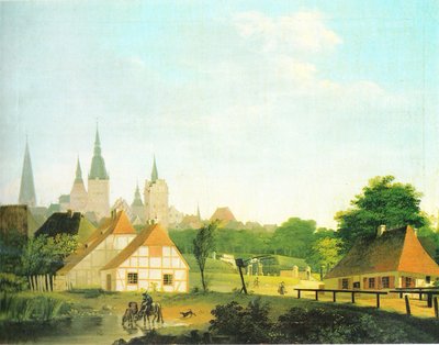 Vista de Rostock a partir de oeste de Georg Friedrich Kersting