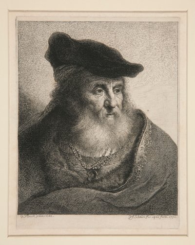 Cabeça de um homem barbudo em boné de veludo de Georg Friedrich Schmidt