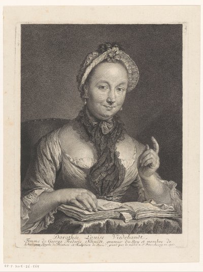Retrato de Dorothée Louise Viedebandt, esposa do artista Georg Friedrich Schmidt Dorothée Louise Viedebandt, Femme de George Frederic Schmidt (título no objeto) de Georg Friedrich Schmidt