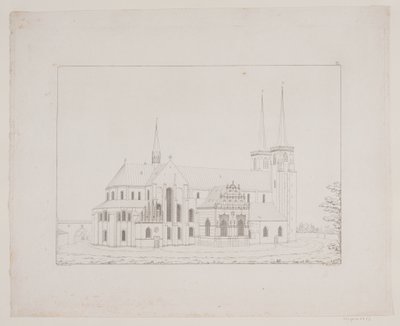 Dinamarquês: Catedral de Roskilde vista do norte de Georg Hoffmann