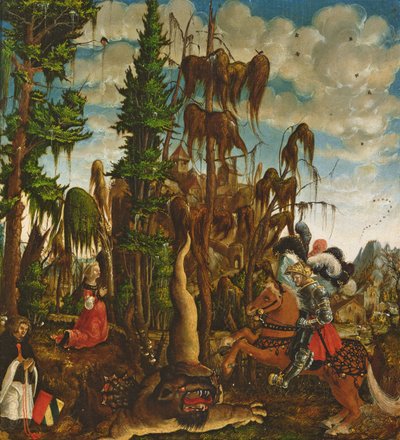 São Jorge salvando a princesa do dragão, 1520 de Georg Lemberger