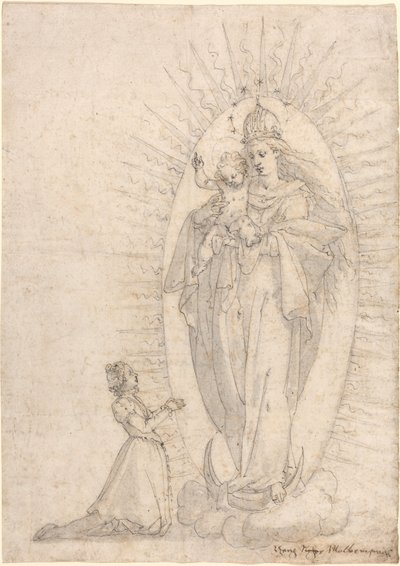 Madonna e criança aparecendo para um suplicante de Georg Neher