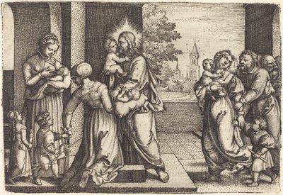 Cristo cercado por crianças de Georg Pencz