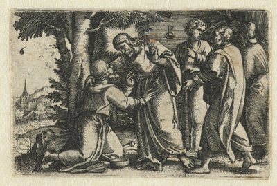 Cristo cura um leproso Vida de Cristo (título da série) de Georg Pencz