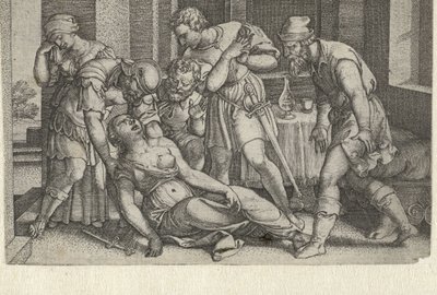 Collatinus e Brutus na moribunda Lucretia Histórias da História Romana Antiga (título da série) de Georg Pencz