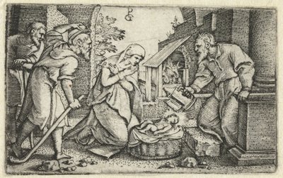 Nascimento de Cristo e adoração dos pastores
Vida de Cristo (título da série) de Georg Pencz