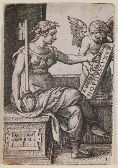 Grammatica, da série "As Artes Liberais", c.1541 (gravura) de Georg Pencz