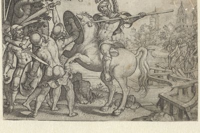 Horace Cocles defende a ponte sobre o Tibre
Contos do início da história romana (título da série) de Georg Pencz