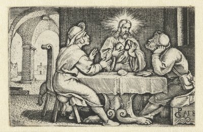 Refeição em Emaús Vida de Cristo (título da série) de Georg Pencz