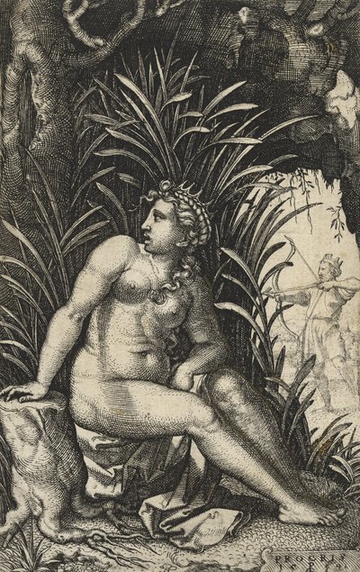 Procris e Cephalus, 1539 (gravura em papel) de Georg Pencz