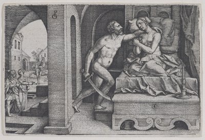 Tarquinius Rapes Lucretia, de Cenas da História Romana. de Georg Pencz