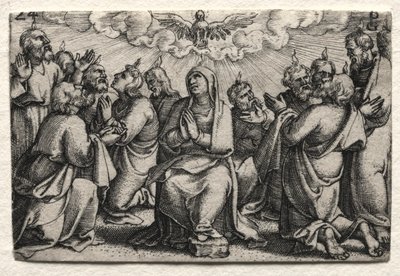 A Vida de Jesus Cristo: A Descida do Espírito Santo, c. 1534-35. de Georg Pencz