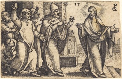 Os fariseus desejam apedrejar Cristo de Georg Pencz
