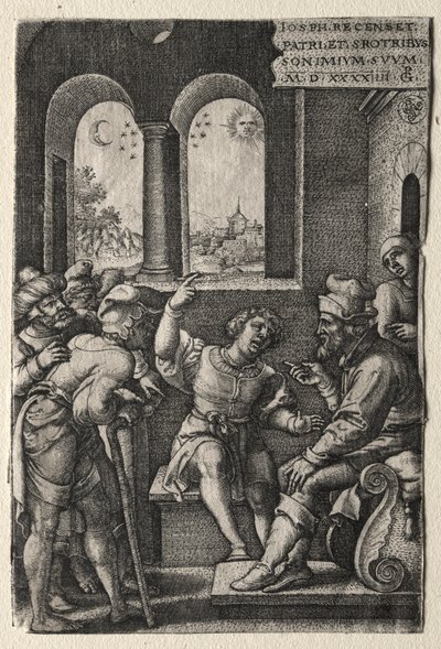 A história de Joseph: Joseph recontando seus sonhos a seu pai, 1544. de Georg Pencz