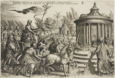 O Triunfo da Castidade, prato dois de Os Triunfos de Petrarca de Georg Pencz