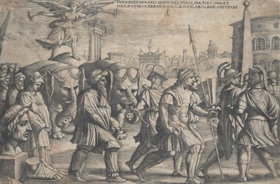 O triunfo da fama sobre a castidade, de Os triunfos de Petrarca. de Georg Pencz