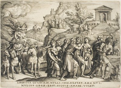 O Triunfo do Amor, prato um dos Triunfos de Petrarca de Georg Pencz