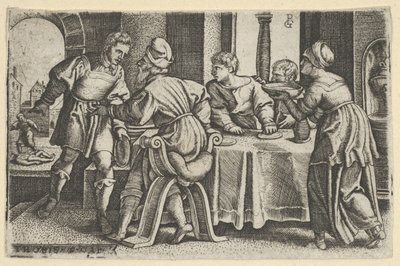 Tobias Deixando a Mesa, de A História de Tobias, 1543. de Georg Pencz