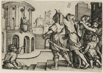 Virgílio Suspenso em uma Cesta, cópia de Georg Pencz