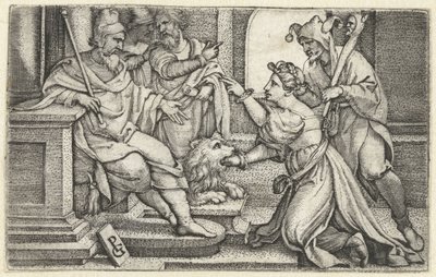 Mulher declara sua inocência sob juramento Boca da verdade Bocca della Verita de Georg Pencz