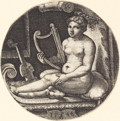 Mulher com uma harpa de Georg Pencz