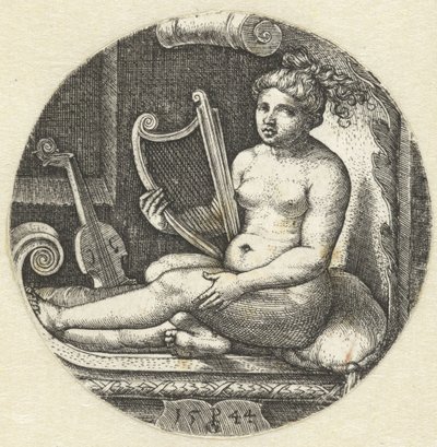Mulher nua sentada com uma harpa
Harpista de Georg Pencz