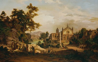 Paisagem italiana com peregrinos de Georg Petzolt