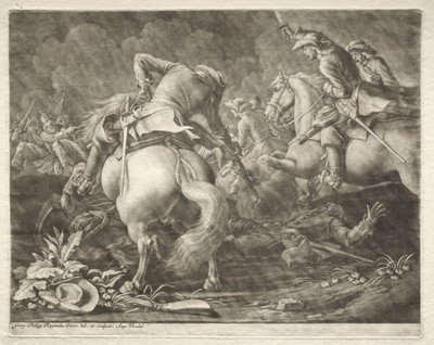 Conflito entre hussardos prussianos e húngaros de Georg Philipp I Rugendas