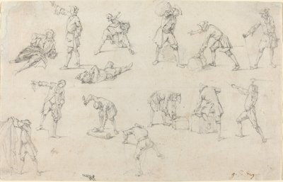 Estudos de soldados no acampamento de Georg Philipp Rugendas
