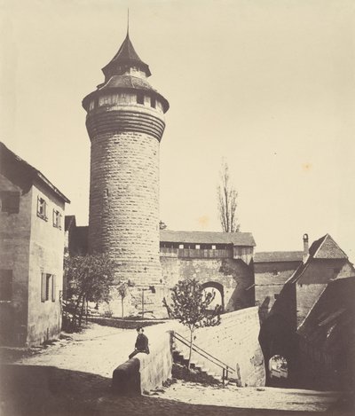 Der Runde Turm und der Festung in Nürnberg (A Torre Redonda e a Fortaleza em Nuremberga),c. 1852 (fotografia) de Georg Schmidt
