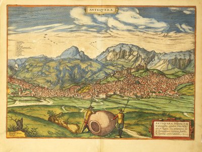 Mapa de Antequera de Civitates Orbis Terrarum por Georg Braun de Georg Braun and Hogenberg Franz