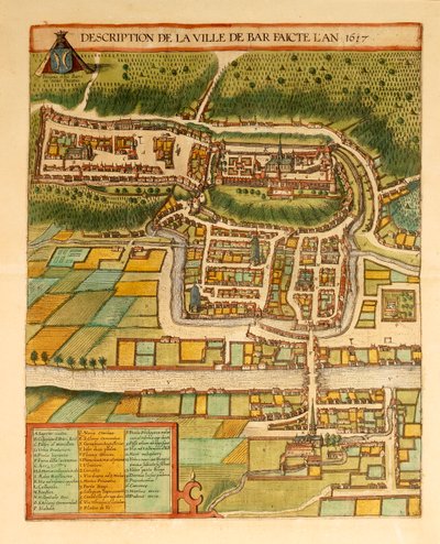Mapa de Bar-Le-Duc de Civitates Orbis Terrarum por Georg Braun de Georg Braun and Hogenberg Franz
