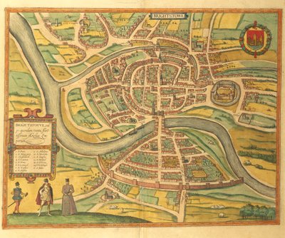 Mapa de Bristol de Civitates Orbis Terrarum por Georg Braun de Georg Braun and Hogenberg Franz