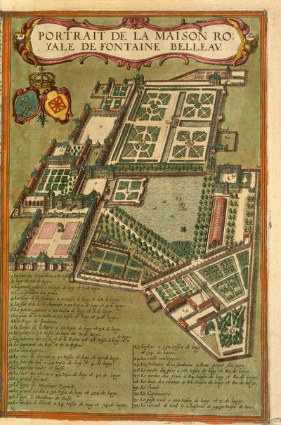 Mapa do Castelo de Fontainebleau de Civitates Orbis Terrarum, de Georg Braun de Georg Braun and Hogenberg Franz