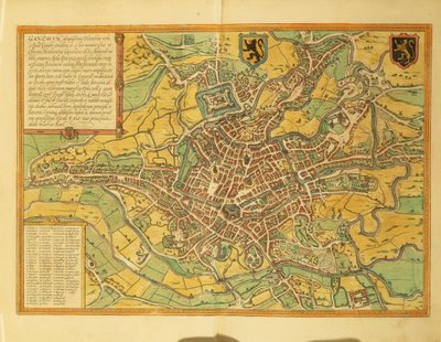 Mapa de Ghent, Gand de Civitates Orbis Terrarum, de Georg Braun de Georg Braun and Hogenberg Franz