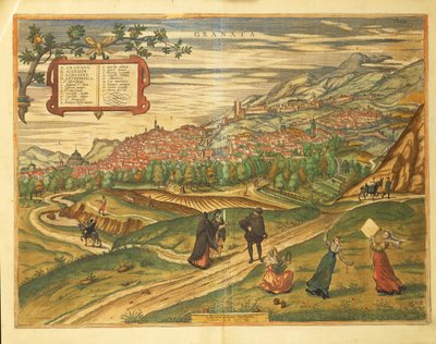 Mapa de Granada de Civitates Orbis Terrarum, de Georg Braun de Georg Braun and Hogenberg Franz