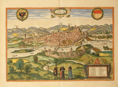 Mapa de Halle an der Saale do Civitates Orbis Terrarum, de Georg Braun de Georg Braun and Hogenberg Franz